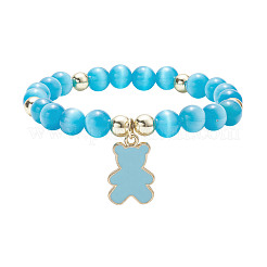 Rundes Stretch-Armband mit Katzenaugenperlen&nbsp;BJEW-JB09329
