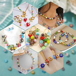 100 Stück 10 Stile handgefertigte Millefiori Bunte Malerei Perlen&nbsp;LAMP-PA0001-80