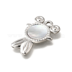 Pendentifs en coquillage blanc naturel pavés en acier inoxydable 304&nbsp;STAS-C122-21F-02P