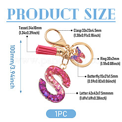 Porte-clés papillon en résine et alliage&nbsp;KEYC-TADJ0002-02G-S