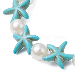 2 bracelet tressé en perles synthétiques turquoise et acryliques en forme d'étoile de mer pour femmes&nbsp;BJEW-JB11263