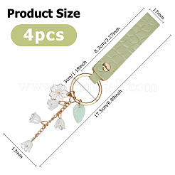 4 porte-clés pendentif fleur en plastique&nbsp;AJEW-DC0003-43