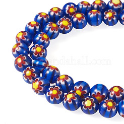 1 filo di perline di vetro millefiori rotonde&nbsp;LK-TADJ0001-01B