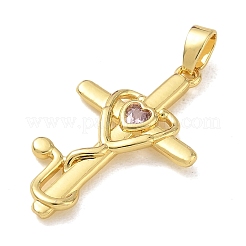 Pendenti in ottone con micro pavé di zirconi rosa&nbsp;CU-CBA280C-09G