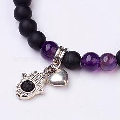 Natürlichen Amethyst Perle Charme Armbänder&nbsp;BJEW-JB02694-04