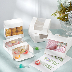Boîtes-cadeaux carrées de stockage de papier avec fenêtre clairement visible&nbsp;CON-WH0095-65B