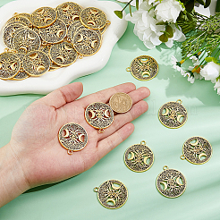 40 pz pendenti in lega cava in stile tibetano&nbsp;TIBEP-FH0001-29AG