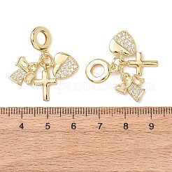 Anhänger aus ozeanmessingfarbenem Mikropavé mit klaren Zirkonia im europäischen Stil&nbsp;KK-H278-03G-03