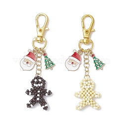 2 pendentif décoratif en forme de bonhomme en pain d'épices en perles de verre de Noël&nbsp;HJEW-MZ00399