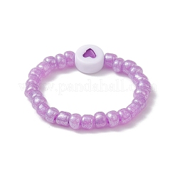 Acryl flach rund mit Herz Fingerringe&nbsp;RJEW-JR00685