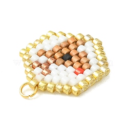 Pendentifs de Noël cylindriques en acier inoxydable 304 et perles de verre&nbsp;PALLOY-MZ01445