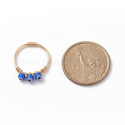 Anello per dito con perline intrecciate a lampwork malocchio&nbsp;RJEW-JR00524