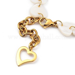Braccialetti con maglie di conchiglia d'acqua dolce naturale a cuore&nbsp;BJEW-JB05439-01