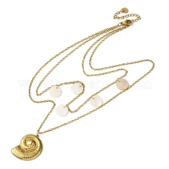 Spirale muschelform 304 edelstahl doppelschicht anhänger halsketten&nbsp;NJEW-L465-06G