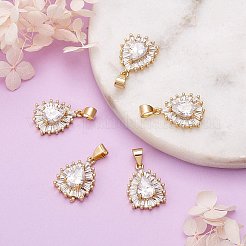 5pcs pendentifs en zircone cubique en laiton clair&nbsp;KK-SZ0001-96