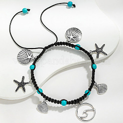 Bracelets de cheville tressés en alliage de style bohème en forme de vague&nbsp;FS-WG159AD-03