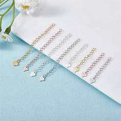 8 chaîne d'extension sans boucle en argent sterling avec cœur d'amour&nbsp;JX628A