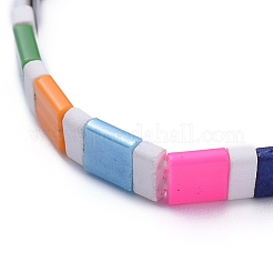 Braccialetti elastici perline di vetro rettangolari&nbsp;BJEW-JB05298-04