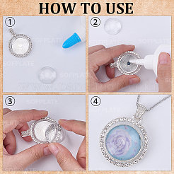 DIY Blanko Kuppel Legierung Strass Anhänger Halskette Herstellung Kits&nbsp;DIY-SP0002-73B