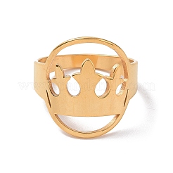 Placcatura ionica (ip) 201 acciaio inossidabile ovale con anello a corona&nbsp;RJEW-J051-42G
