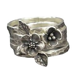 3 anello impilabile in ottone con fiore per donna&nbsp;FS-WG45278-01