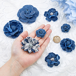 10 pz 7 stili fiore denim per vestiti accessori per indumenti decorativi&nbsp;DIY-HS0001-82B