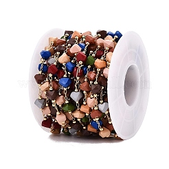 Catene a maglie realizzate a mano in ottone e perline di vetro&nbsp;CHC-Q021-01G