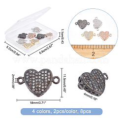 8 pièces 4 couleurs en laiton micro pavé clair breloques de connecteur de zircone cubique&nbsp;ZIRC-CA0001-20