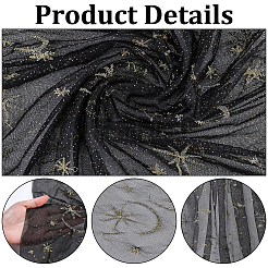 2 yarda de tela de malla de poliéster con estrellas y lunas&nbsp;DIY-WR0005-54C
