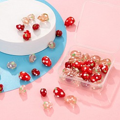 40pcs handgemachte Bunte Malerei 3d Erdbeerperlen&nbsp;LAMP-LS0001-10