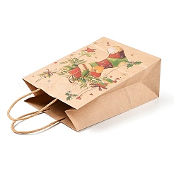Sacchetti di carta kraft stampati a tema natalizio con manici&nbsp;ABAG-M008-08B