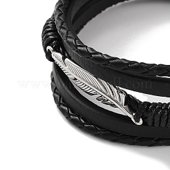 Geflochtene mehrsträngige Armbänder aus schwarzem PU-Leder für Herren&nbsp;BJEW-K243-21P