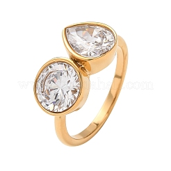 Anelli da donna in acciaio inossidabile 304 con zirconi cubici&nbsp;RJEW-K319-02A-G
