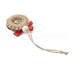 Weihnachtsdekorationen mit Schleifenanhänger aus Holz und Polyester&nbsp;HJEW-JM04193-01
