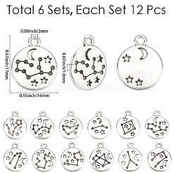 72 pz segno zodiacale pendenti di fascino 12 costellazione pendente di fascino fascino della lega per l'orecchino della collana dei monili che fa i mestieri&nbsp;FIND-SC0021-90AS