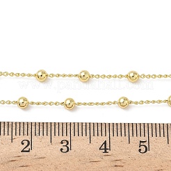 Collares de cadena de eslabones de latón con bolas redondas de 3 mm para mujer&nbsp;NJEW-K271-09G