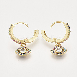 Orecchini a cerchio pendenti in zirconi colorati con micro pavè di zirconi colorati&nbsp;EJEW-S208-082