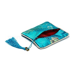 Pochette cadeau de sac de bijoux de fermeture éclair de gland de brocart chinois&nbsp;ABAG-F005-05