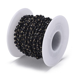 Catene di perline di vetro sfaccettate fatte a mano in ottone&nbsp;CHC-F012-02B