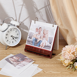 Album photo de calendrier en bois rectangulaire avec 24 feuille de pochettes en plastique et anneaux en acier inoxydable&nbsp;DIY-WH0542-33A-02