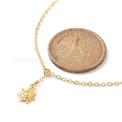 Collier lariat pendentif soleil en laiton avec chaînes câblées pour femme&nbsp;NJEW-JN04141