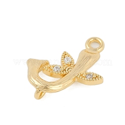 Breloques de connecteur de lettres en laiton cristal strass&nbsp;KK-S395-06G-J