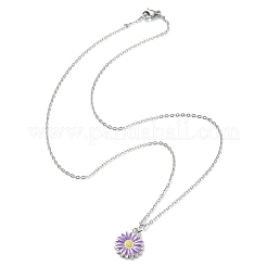 Collier pendentif tournesol en alliage émaillé avec chaînes en acier inoxydable 304&nbsp;NJEW-JN04412-02