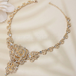 Collana pendente con strass e cristallo in lega di fiori e set di orecchini pendenti&nbsp;FS-WG26700-01