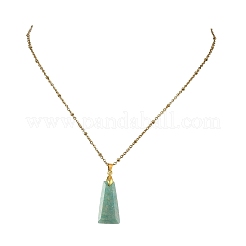 Pendentif trapèze à facettes en amazonite naturelle&nbsp;NJEW-JN06071-02
