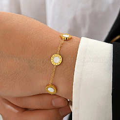 Bracciale minimalista da uomo con 201 maglie piatte e rotonde in acciaio inossidabile con numeri romani.&nbsp;BZ3642-1