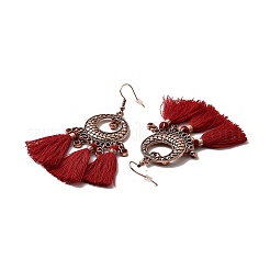 Strass Donut mit Quasten baumelnde Ohrringe&nbsp;LS-EJEW-E267-03RC
