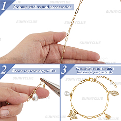 12 bracelet en acier inoxydable 304 avec chaîne en forme de trombones pour hommes et femmes&nbsp;BJEW-SC0001-63G