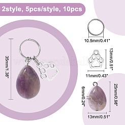 10 llavero con forma de lágrima de piedras preciosas naturales de 2 estilos&nbsp;HJEW-CA0001-21