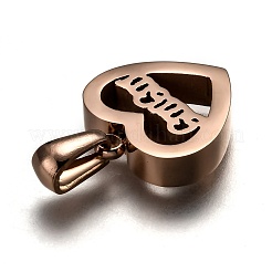 Pendentifs en acier inoxydable 304 plaqués ionique (IP) pour la fête des mères&nbsp;STAS-F253-01RG
